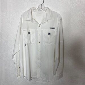 Columbia PFG White Long Sleeve Button-Up Fishing Shirt L